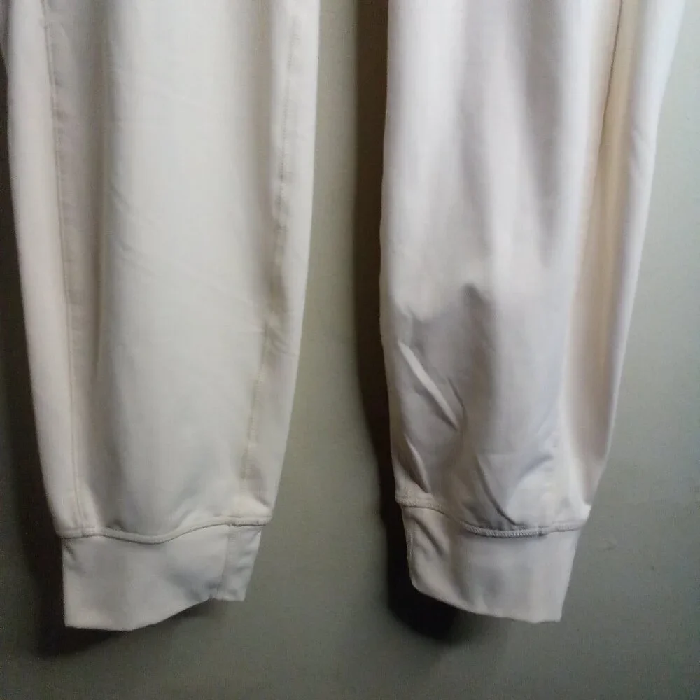 Fabletics Pants Joggers Women M Elastic Comfort Waist Active Side Pockets Cream